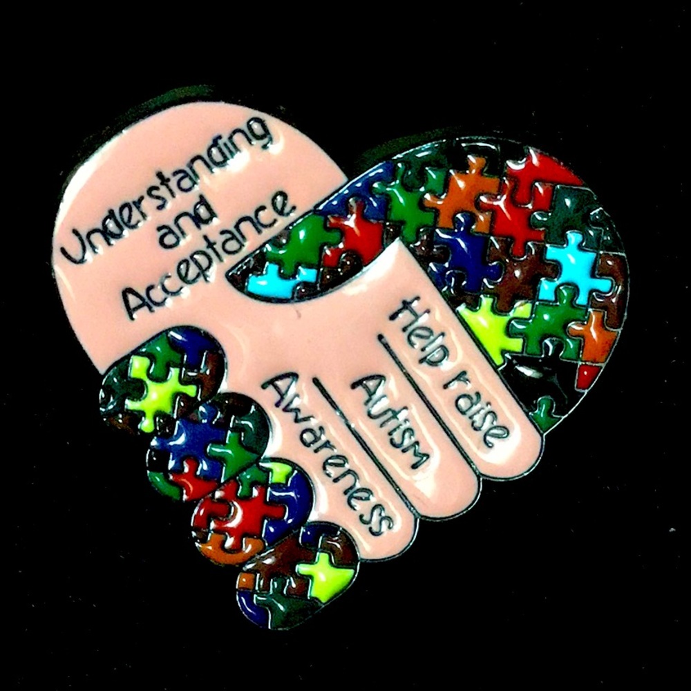 Autism Awareness Heart Enamel Pin New
